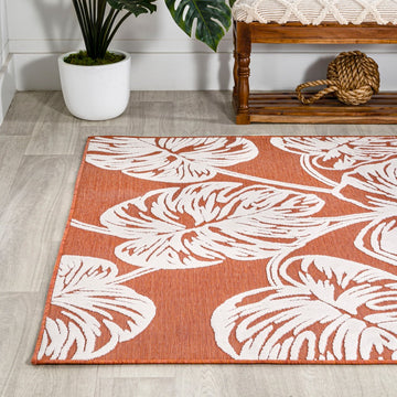Tobago High-low Two-tone Monstera Leaf Indoor/Outdoor Area Rug